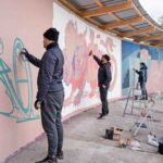 Künstler MOSK, BASIL GIRARD & LOUANE, Graffland Eröffnungsfeier, Zürich 2025 (Foto: VOLLTOLL / Simon Boschi) 